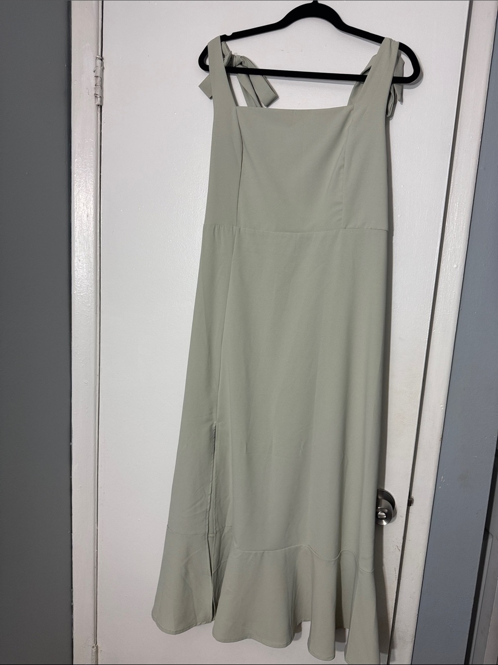 Tie-Shoulder Sage Green Midi Dress - Women